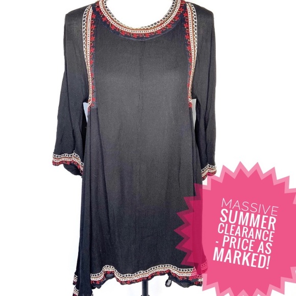 Pull&Bear Dresses & Skirts - Pull & Bear black embroidered / beaded dress sz M